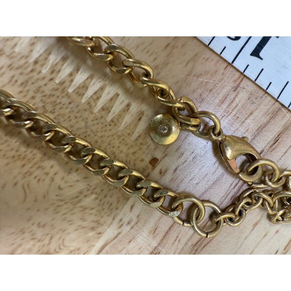 J. Crew Black Floral Statement Necklace Gold Chain Adjustable Length Modern - Picture 4 of 7